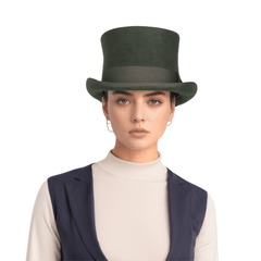 Wool felt Top Hats for Men Removable Feather High Crown - hatsXcaps