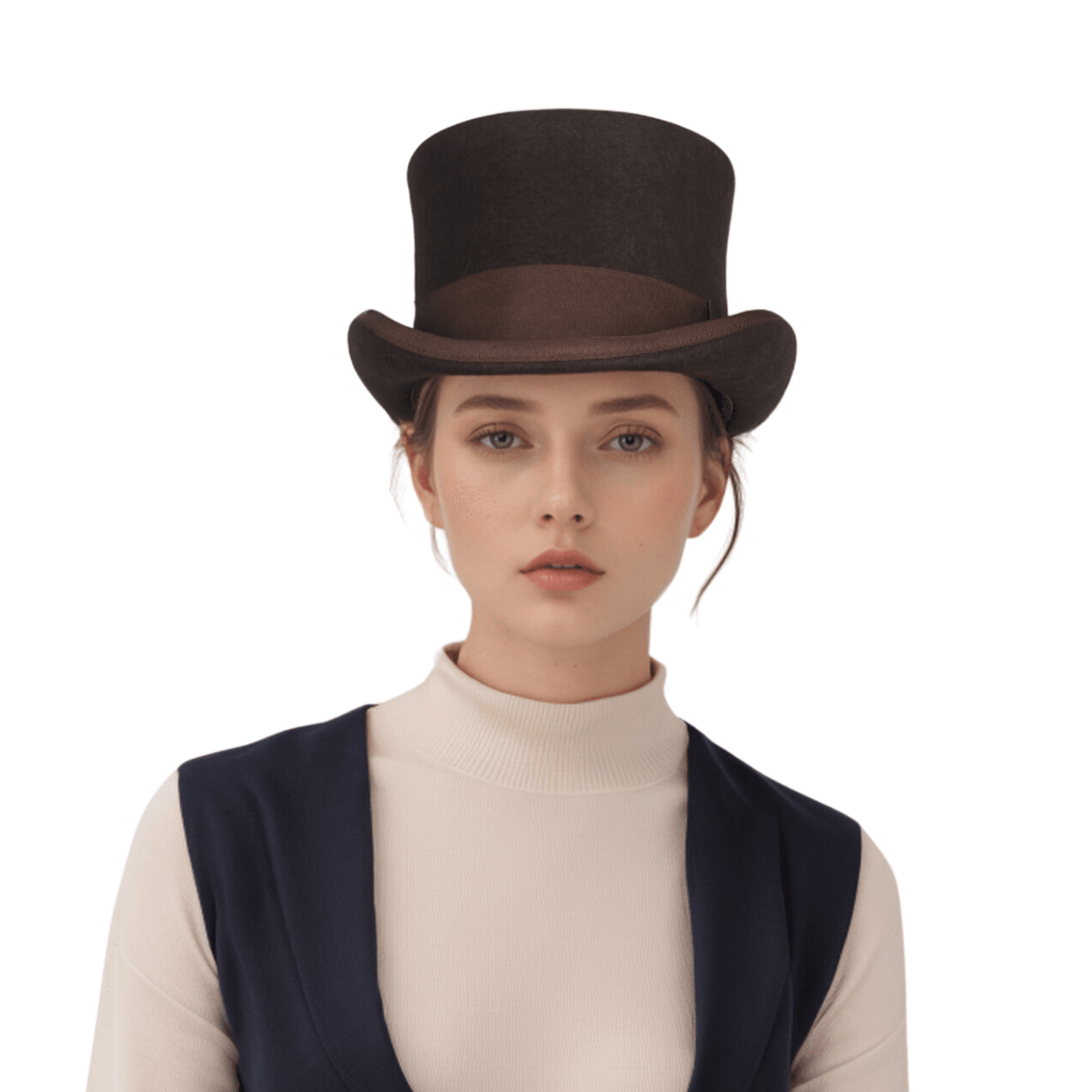 Wool felt Top Hats for Men Removable Feather High Crown - hatsXcaps