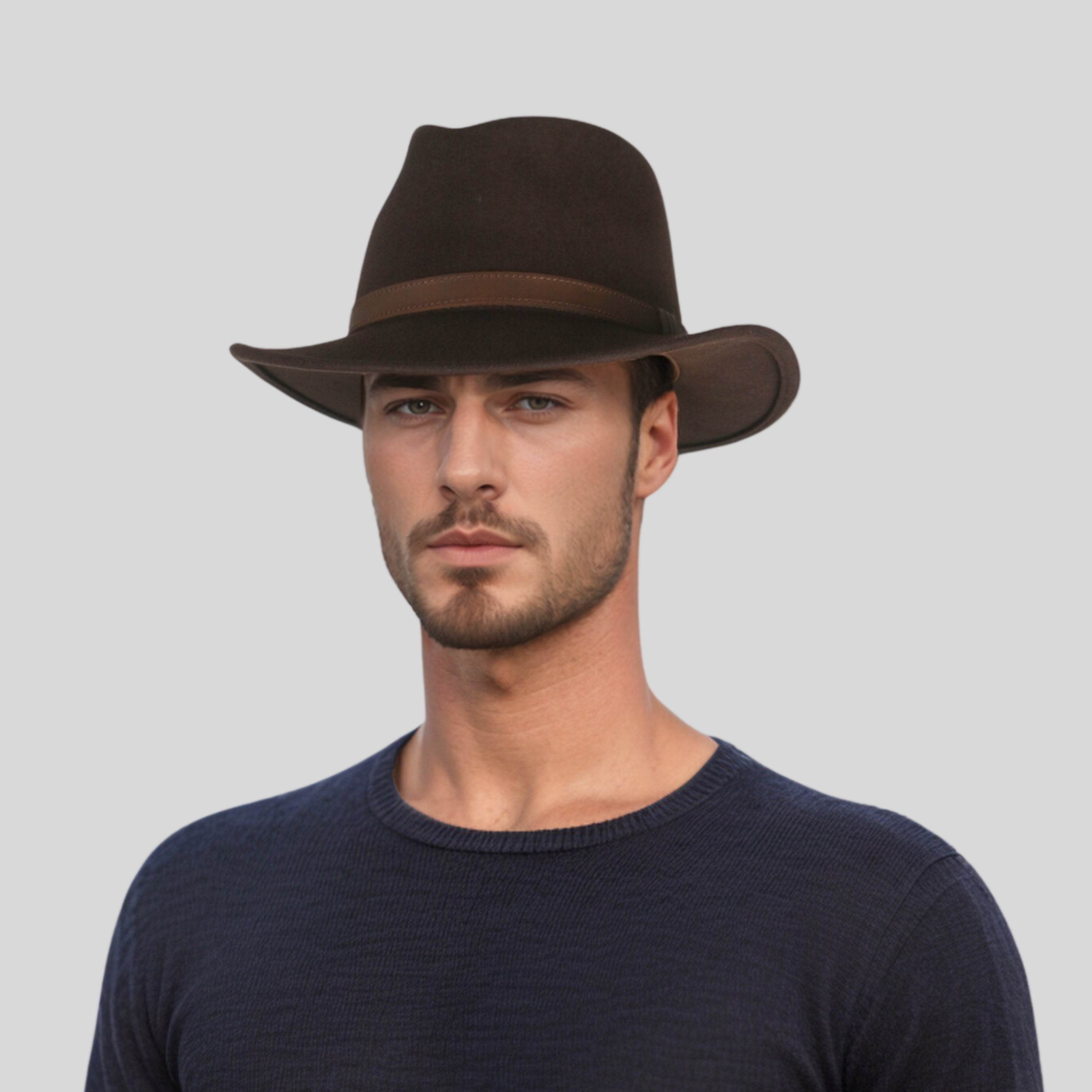 Wide Brim Classic Trilby Fedora Hat for Men & Women - hatsXcaps
