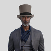 Classic Black Bow Wool felt Victoria Top Hats for Men and Women - hatsXcaps