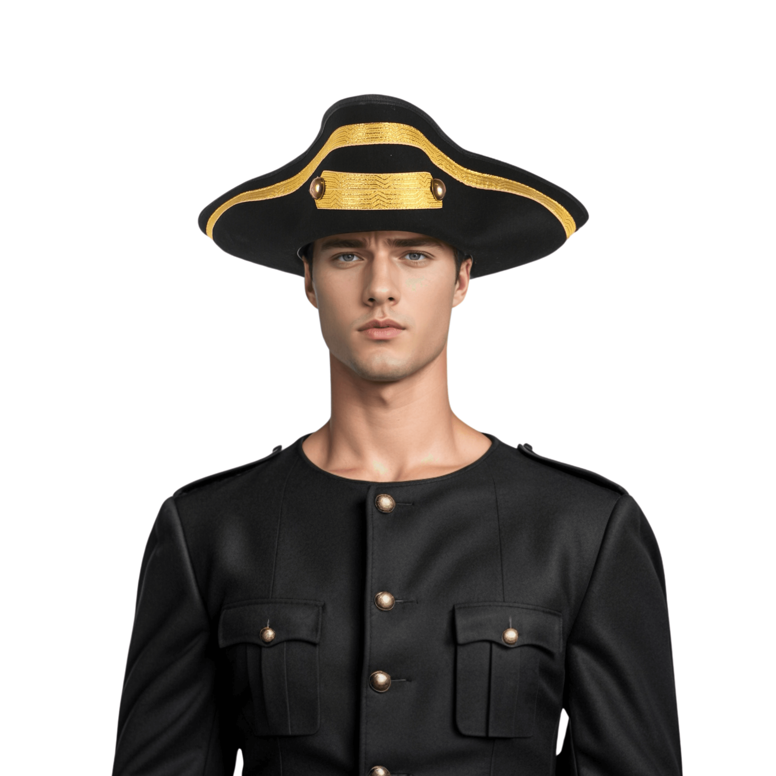 Handmade 100% Wool Felt Military Naval Hat - hatsXcaps