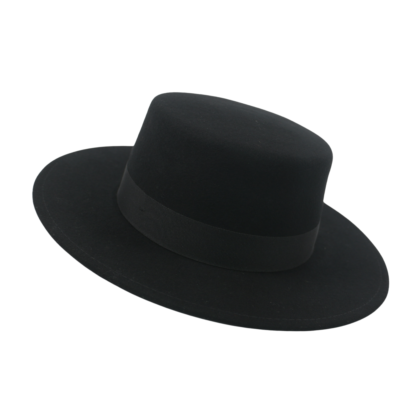 Unisex Wool Felt Wide Stiff Brim Pork Pie Hat with Sweatband - hatsXcaps