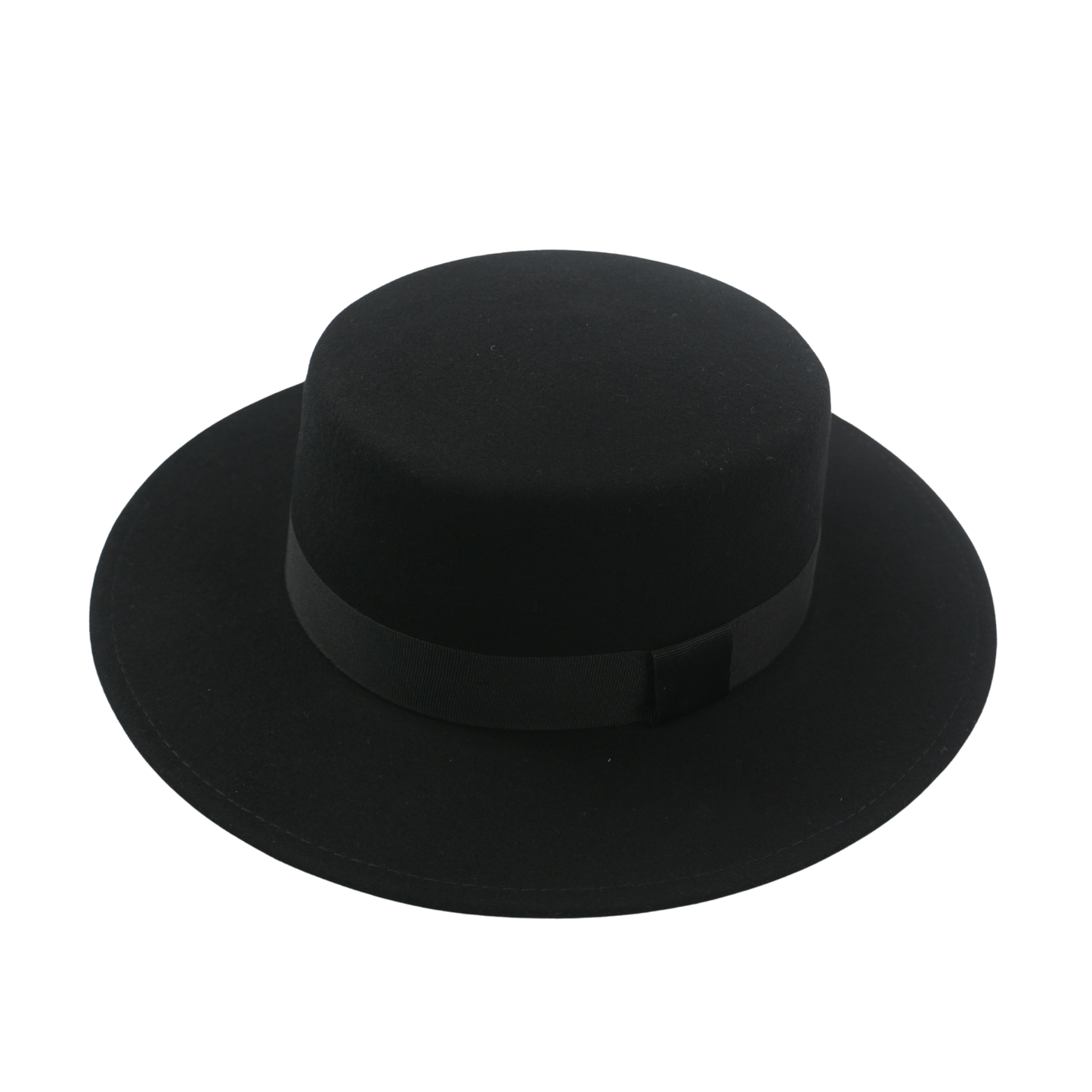Unisex Wool Felt Wide Stiff Brim Pork Pie Hat with Sweatband - hatsXcaps