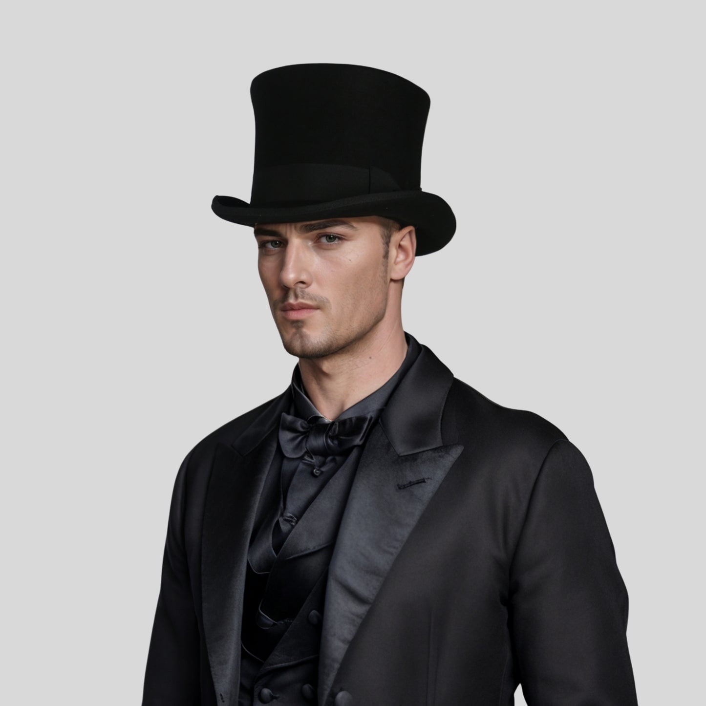 black top hat for weddings and formal events, black top hat with bow - hatsXcaps