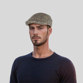 Unisex Dogtooth Check Tweed Flat Cap Lightweight & Comfortable - hatsXcaps