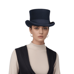 Wool felt Top Hats for Men Removable Feather High Crown - hatsXcaps