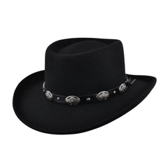 Wool Felt Gambler Hat, Wide Brim Cowboy Hat - hatsXcaps
