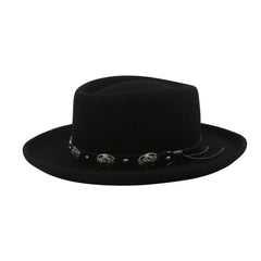 Wool Felt Gambler Hat, Wide Brim Cowboy Hat - hatsXcaps