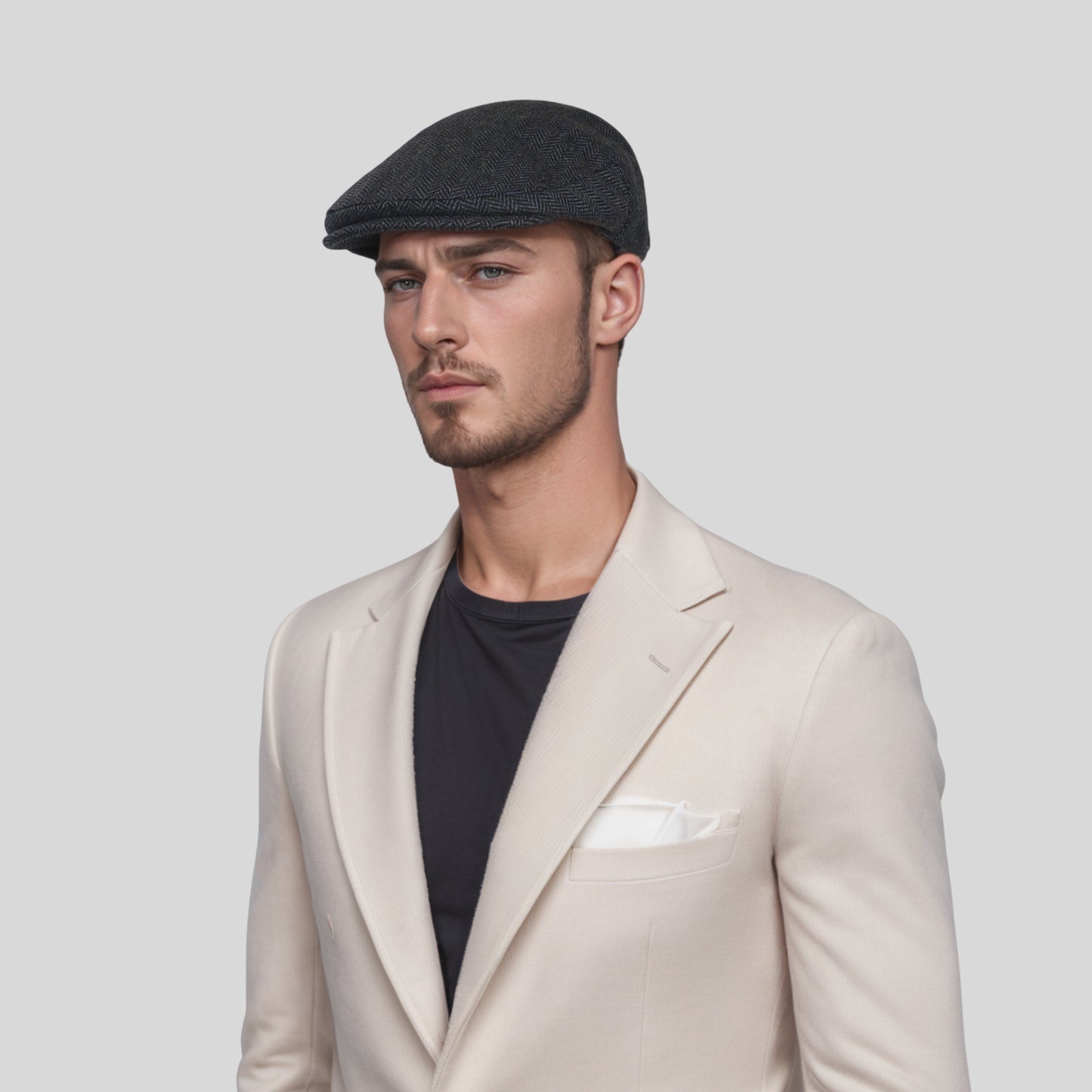 Unisex Wool Herringbone Gatsby Flat Cap - hatsXcaps