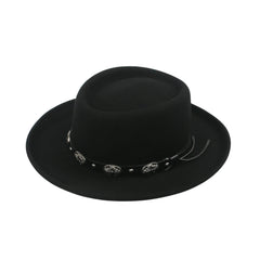 Wool Felt Gambler Hat, Wide Brim Cowboy Hat - hatsXcaps