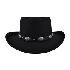 Wool Felt Gambler Hat, Wide Brim Cowboy Hat - hatsXcaps