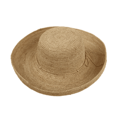 Women's Madagascan Raffia Sun Hat Wide Brim Fold-able - hatsXcaps