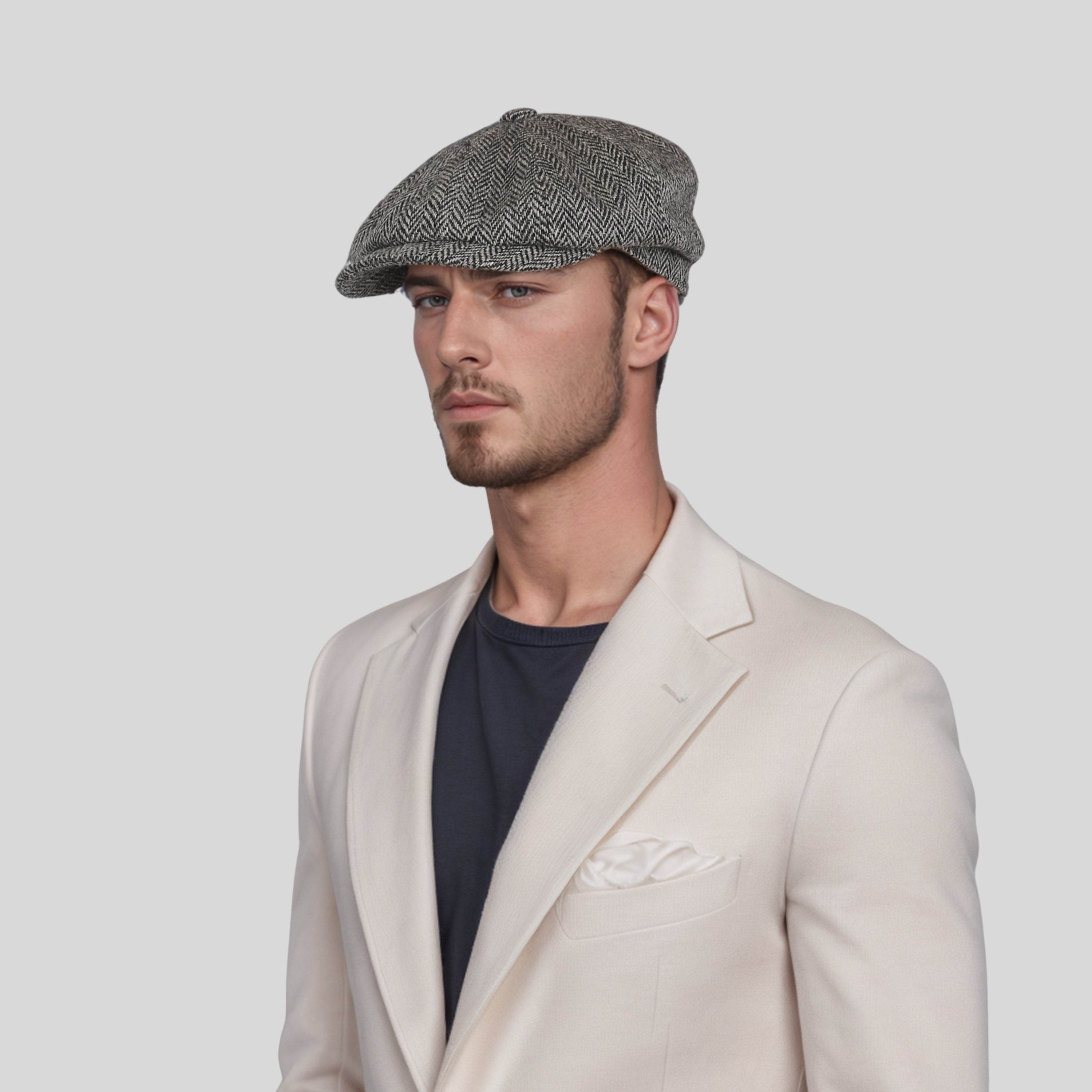 Scottish Wool Baker Boy Men's Flat Cap Fashionable - hatsXcaps