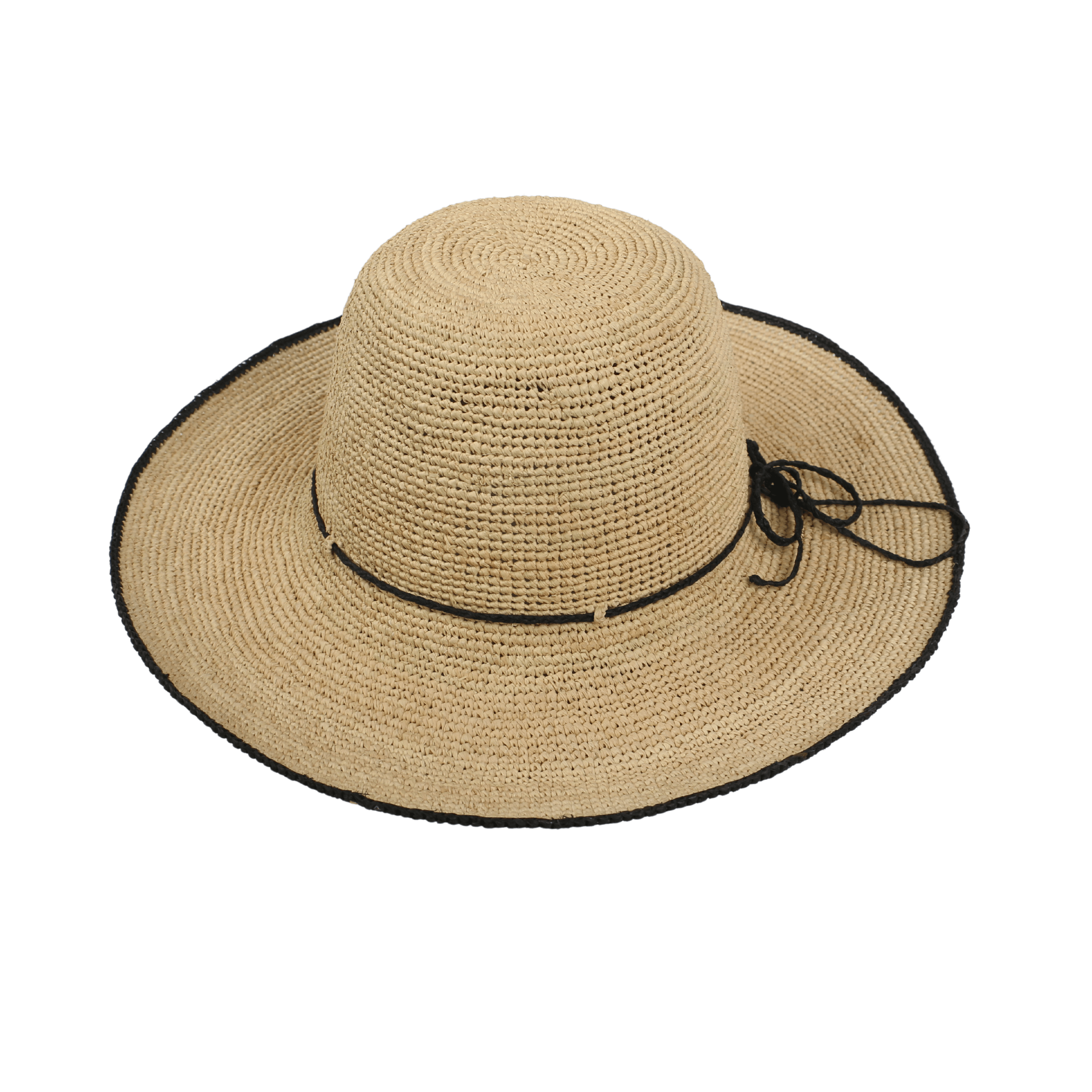 Women Madagascan Raffia Camille Crochet Wide Brim Sun Hat - hatsXcaps
