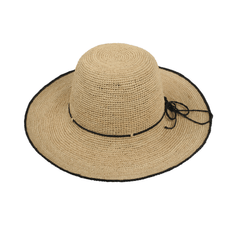 Women Madagascan Raffia Camille Crochet Wide Brim Sun Hat - hatsXcaps