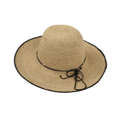 Women Madagascan Raffia Camille Crochet Wide Brim Sun Hat - hatsXcaps
