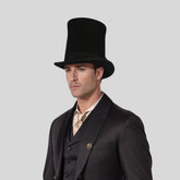 Classic High Crown Wool Felt Tall Top Hats with Removable Feather - hatsXcaps