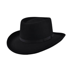 Wool Felt Gambler Hat, Wide Brim Cowboy Hat - hatsXcaps