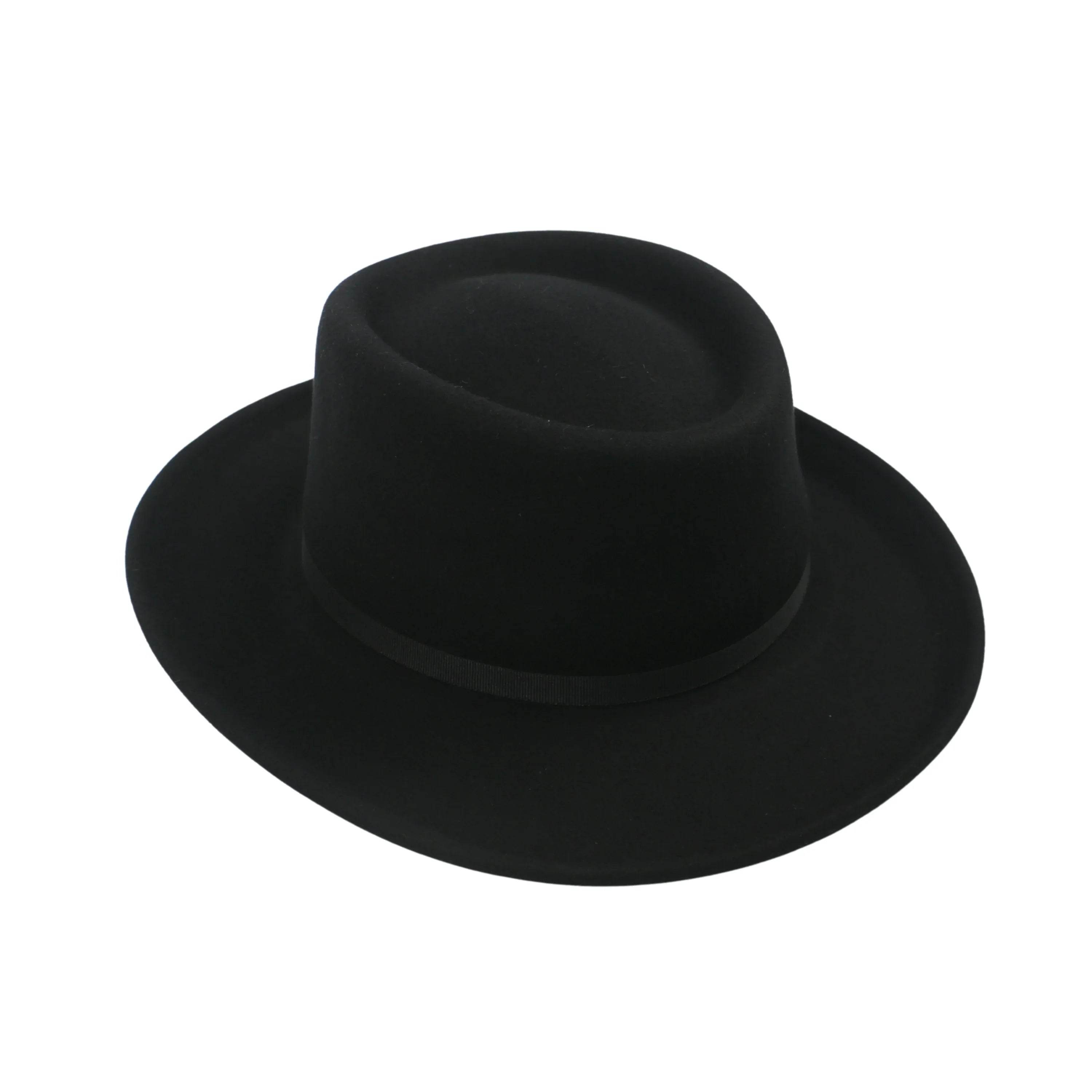 Wool Felt Gambler Hat, Wide Brim Cowboy Hat - hatsXcaps
