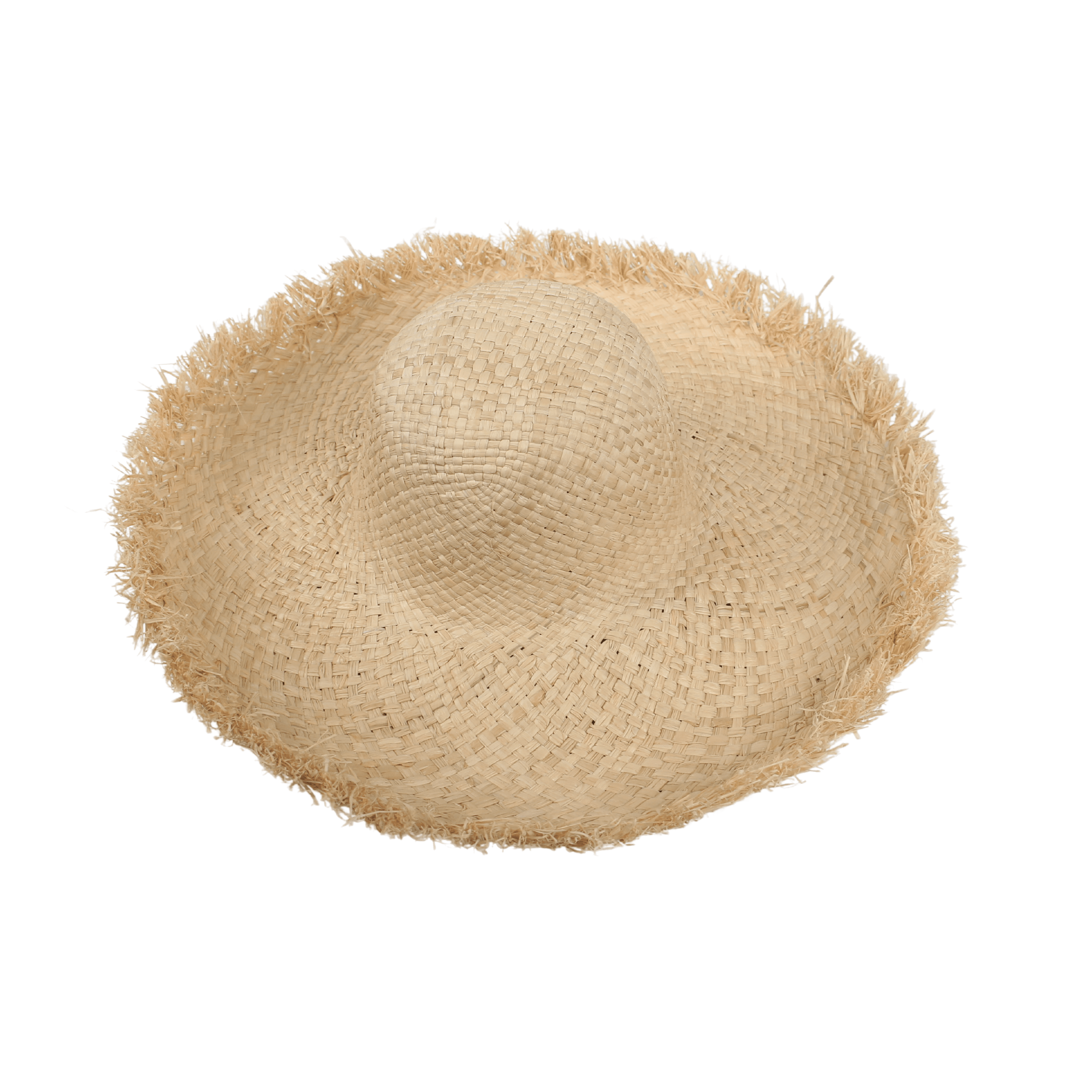 Women's Frayed Edge Wide Brim Straw Hat for Summer - hatsXcaps