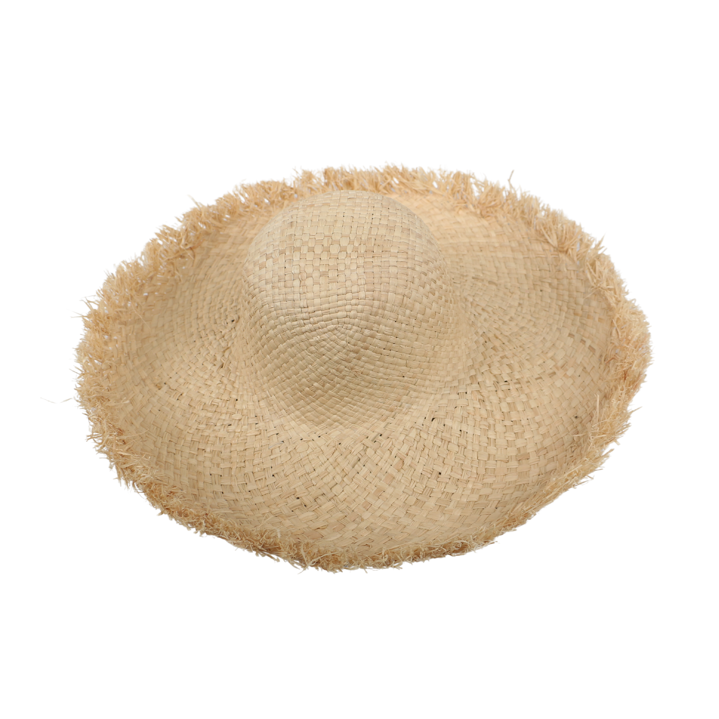 Women's Frayed Edge Wide Brim Straw Hat for Summer