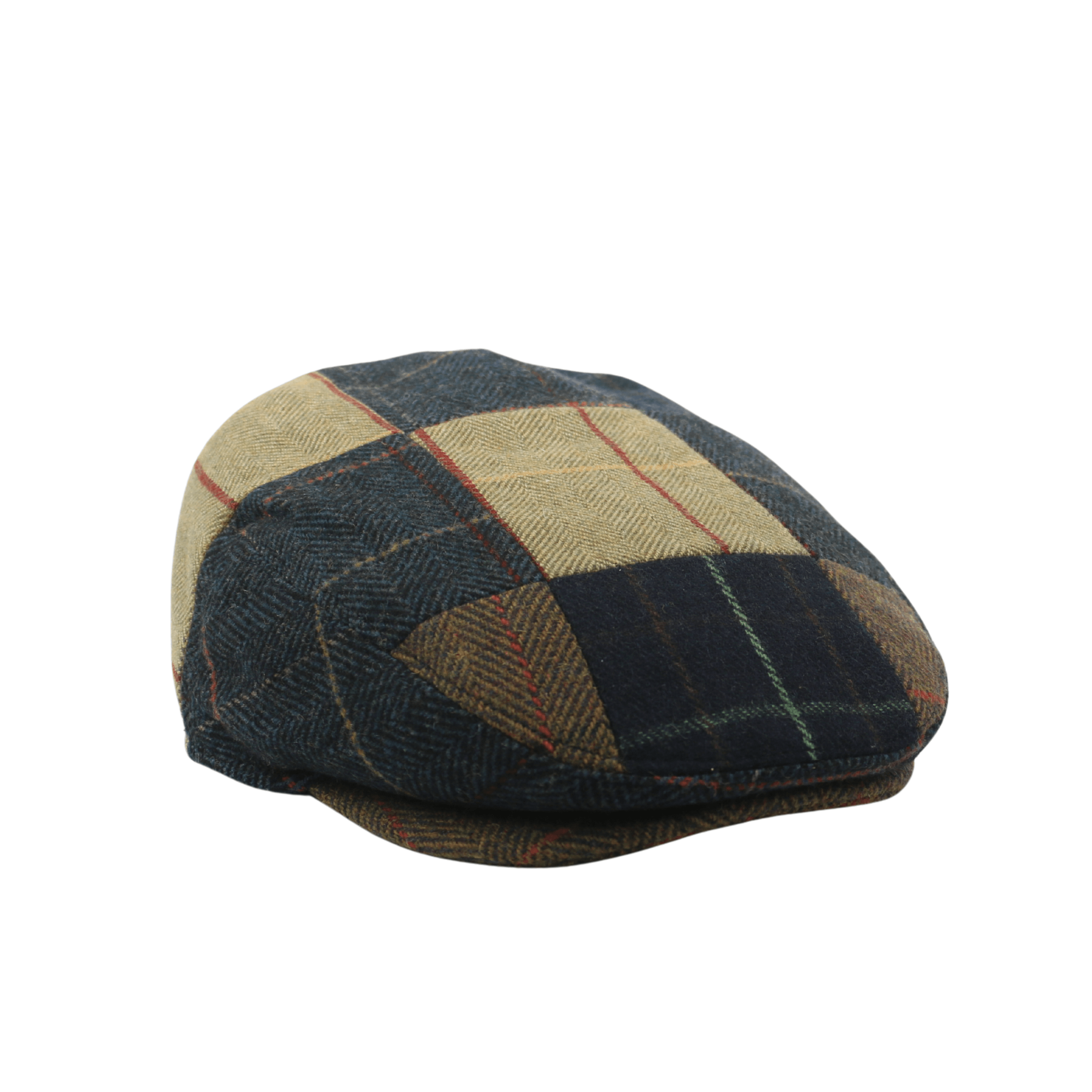 Luxurious Sophisticated Unisex Flat Cap Navy Beige Tartan - hatsXcaps