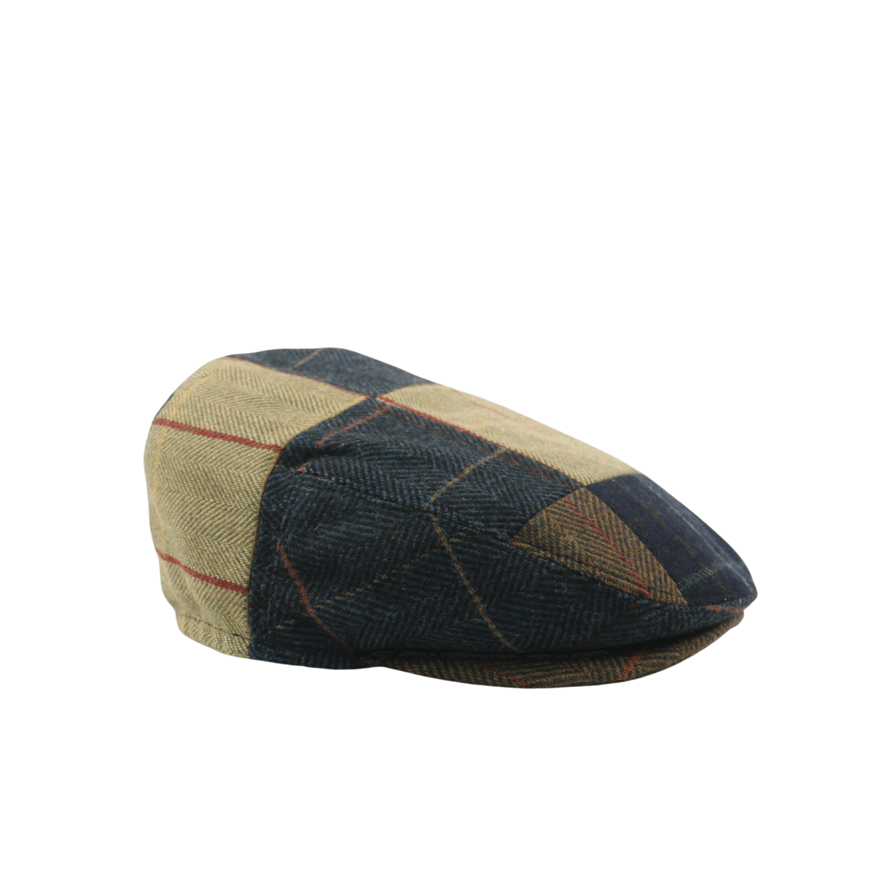 Luxurious Sophisticated Unisex Flat Cap Navy Beige Tartan - hatsXcaps