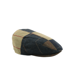 Luxurious Sophisticated Unisex Flat Cap Navy Beige Tartan - hatsXcaps