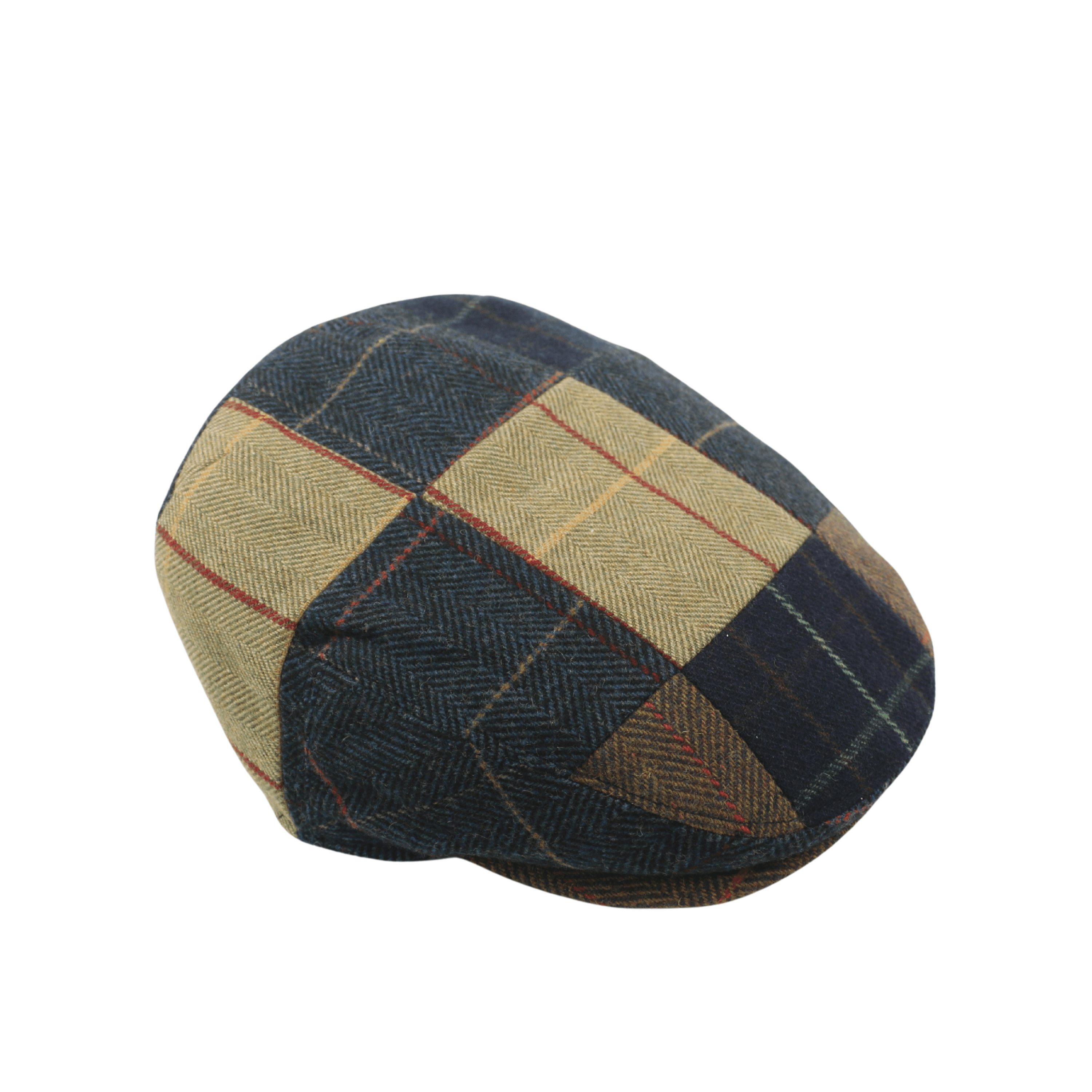 Luxurious Sophisticated Unisex Flat Cap Navy Beige Tartan - hatsXcaps