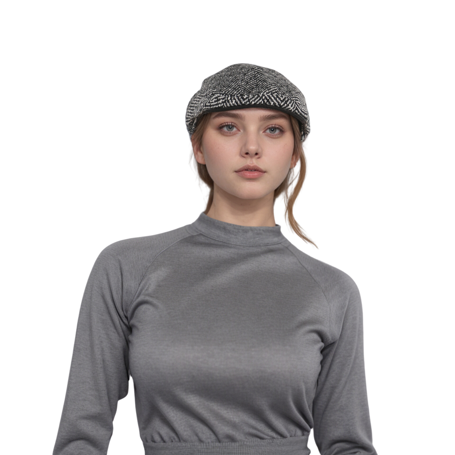 Classic Black & White Tweed Hat for Casual & Formal Wear