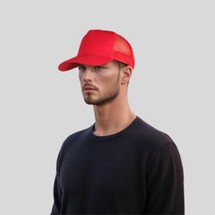 Unisex Half Mesh Cotton Trucker Baseball Cap - hatsXcaps