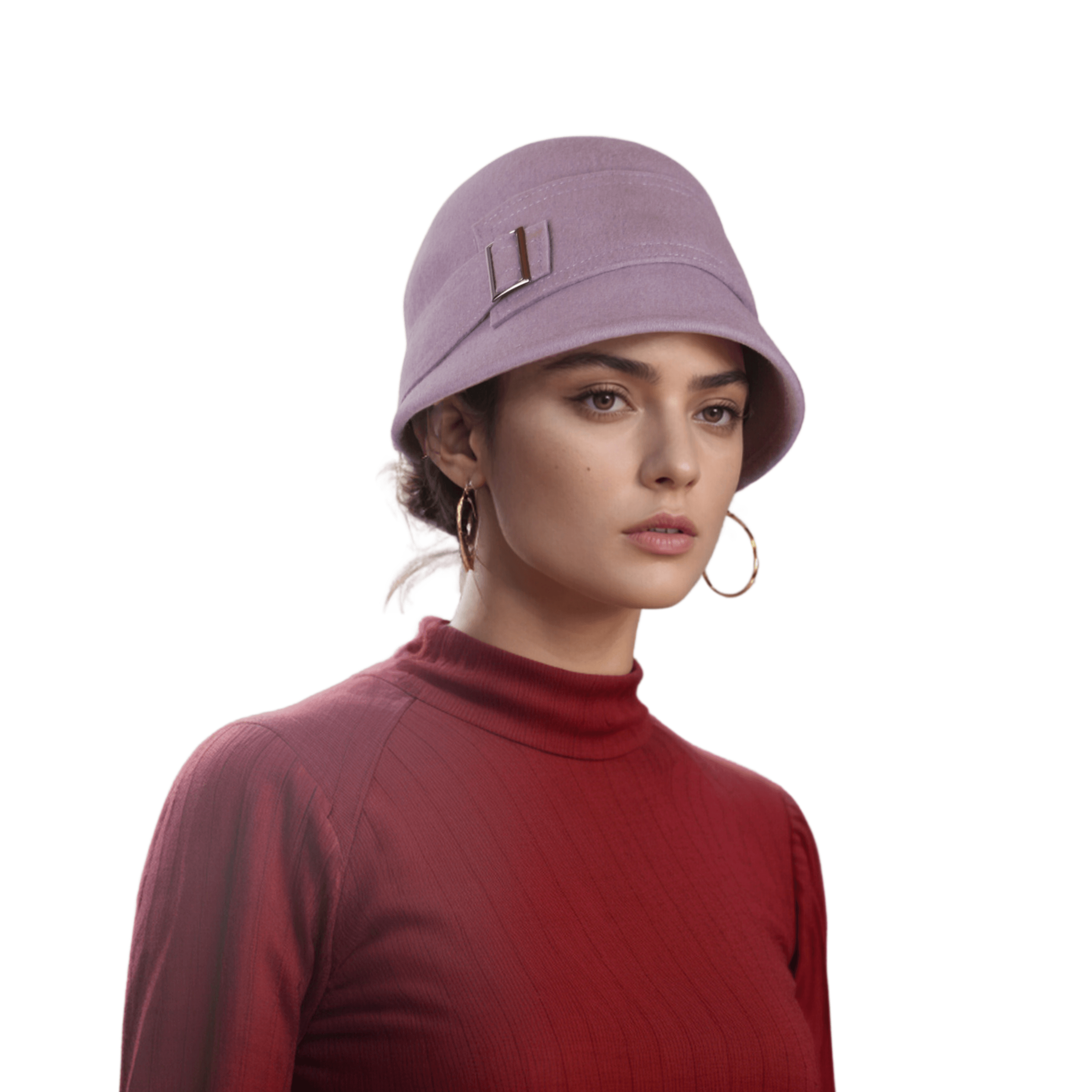 Winter Felt Bowler Derby Hat with Upturned Brim - hatsXcaps