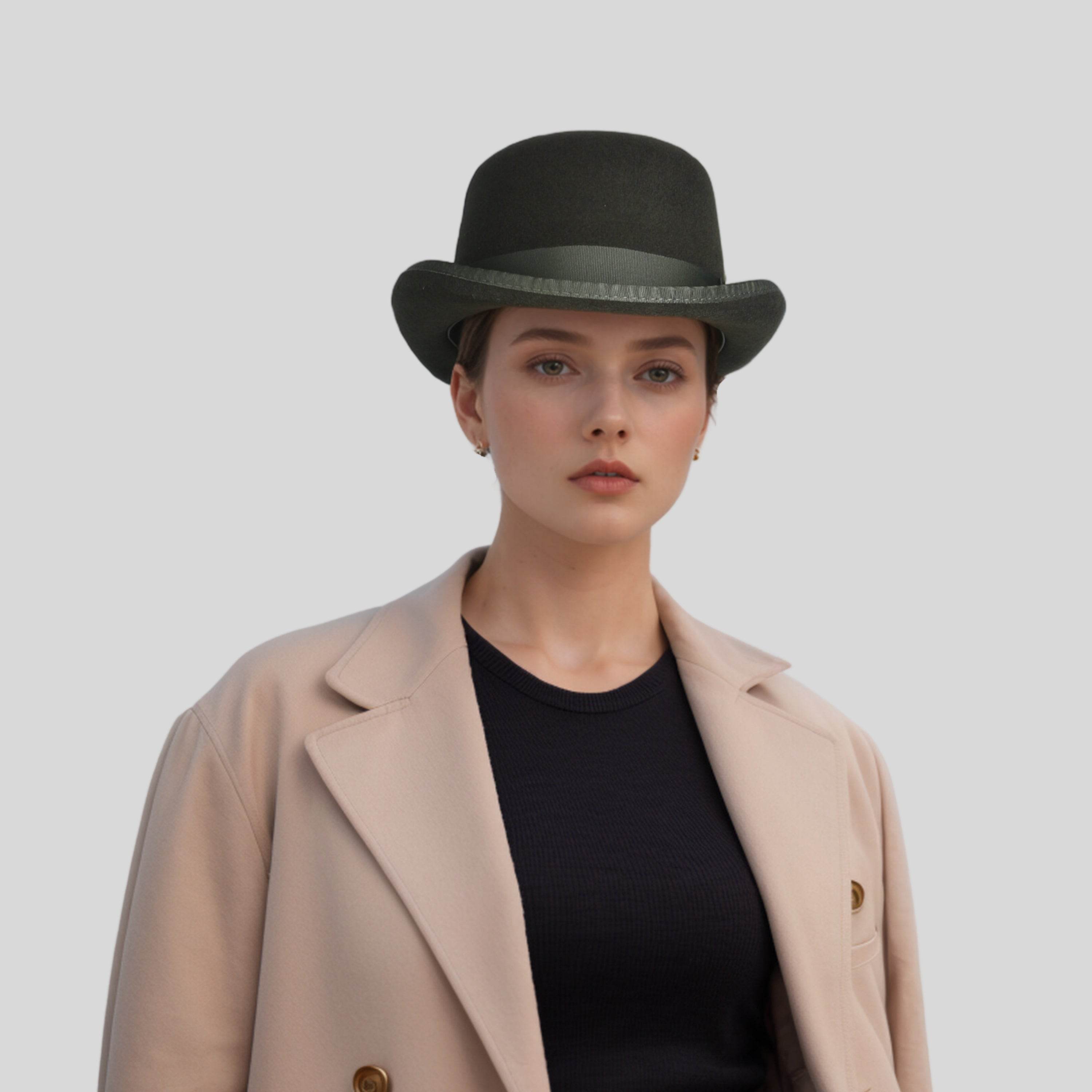 Stiff Wool Felt Bowler Hat - hatsXcaps