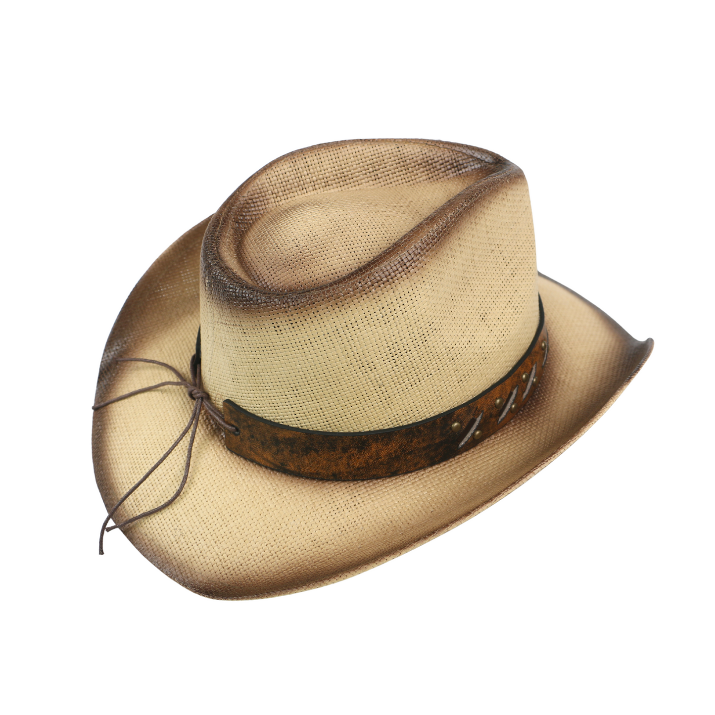 Handcrafted Cowboy Straw Hat with Leather Band - hatsXcaps