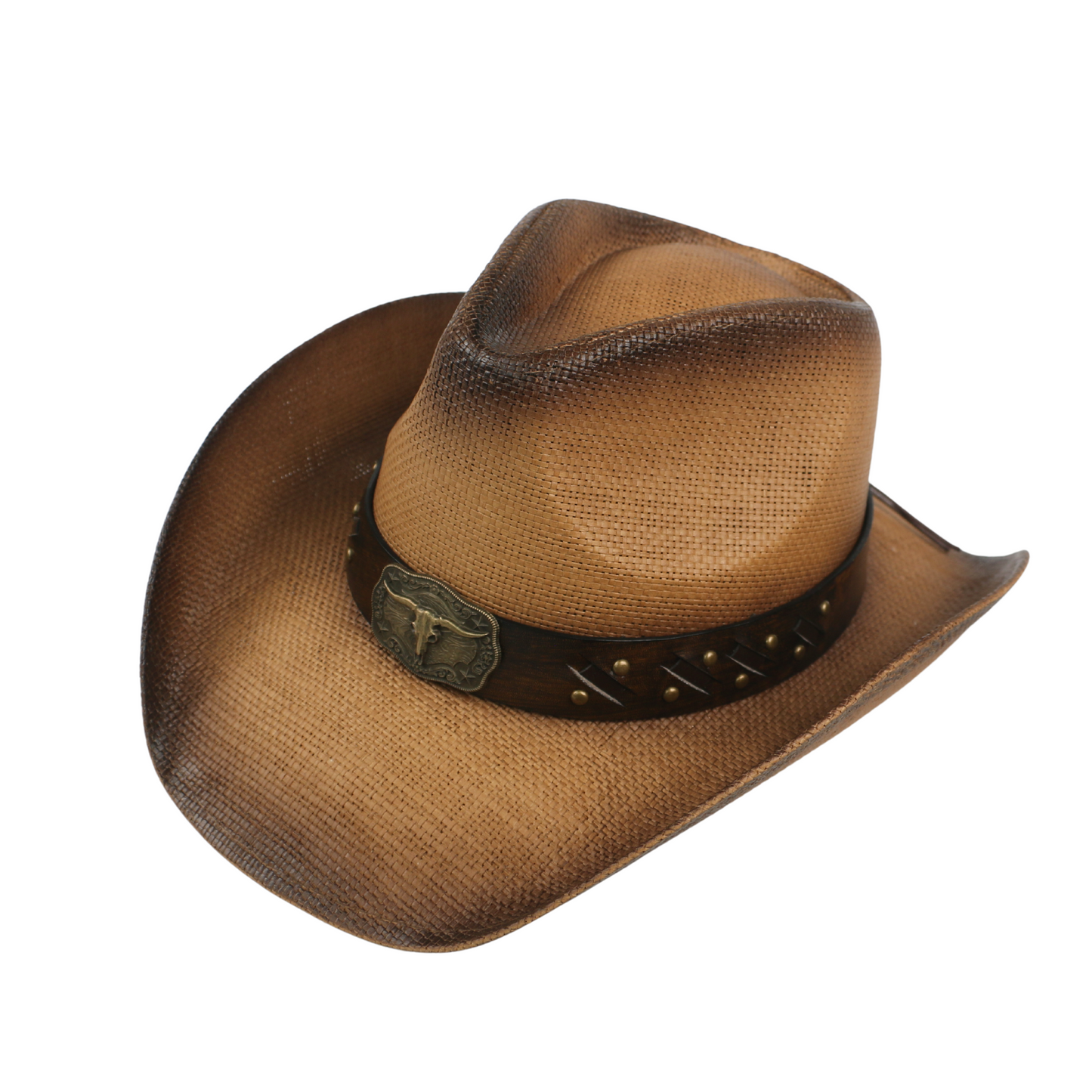 Handcrafted Cowboy Straw Hat with Leather Band - hatsXcaps