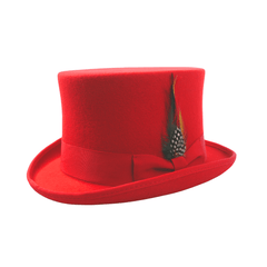 Wool felt Top Hats for Men Removable Feather High Crown - hatsXcaps