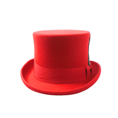 Wool felt Top Hats for Men Removable Feather High Crown - hatsXcaps