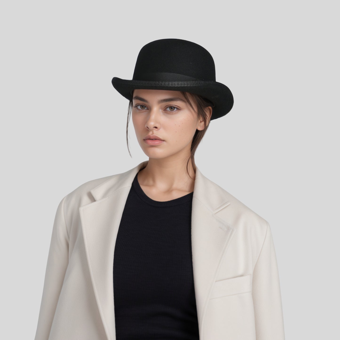 Made from Stiff Wool Felt Bowler Hat for Men - hatsXcaps