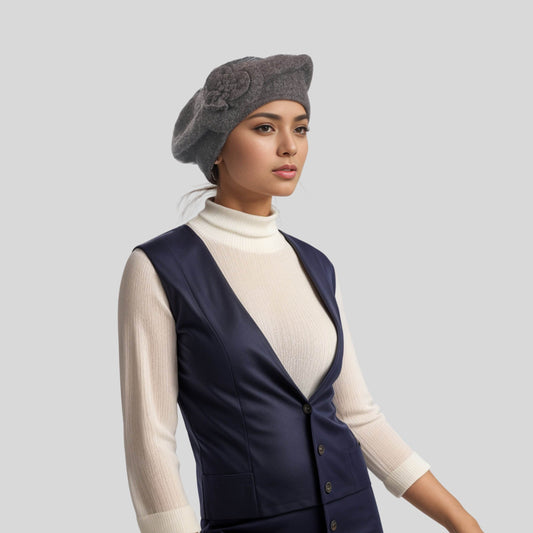 Women's Floral French Beret Hat Classic Vintage beret hat for women - hatsXcaps