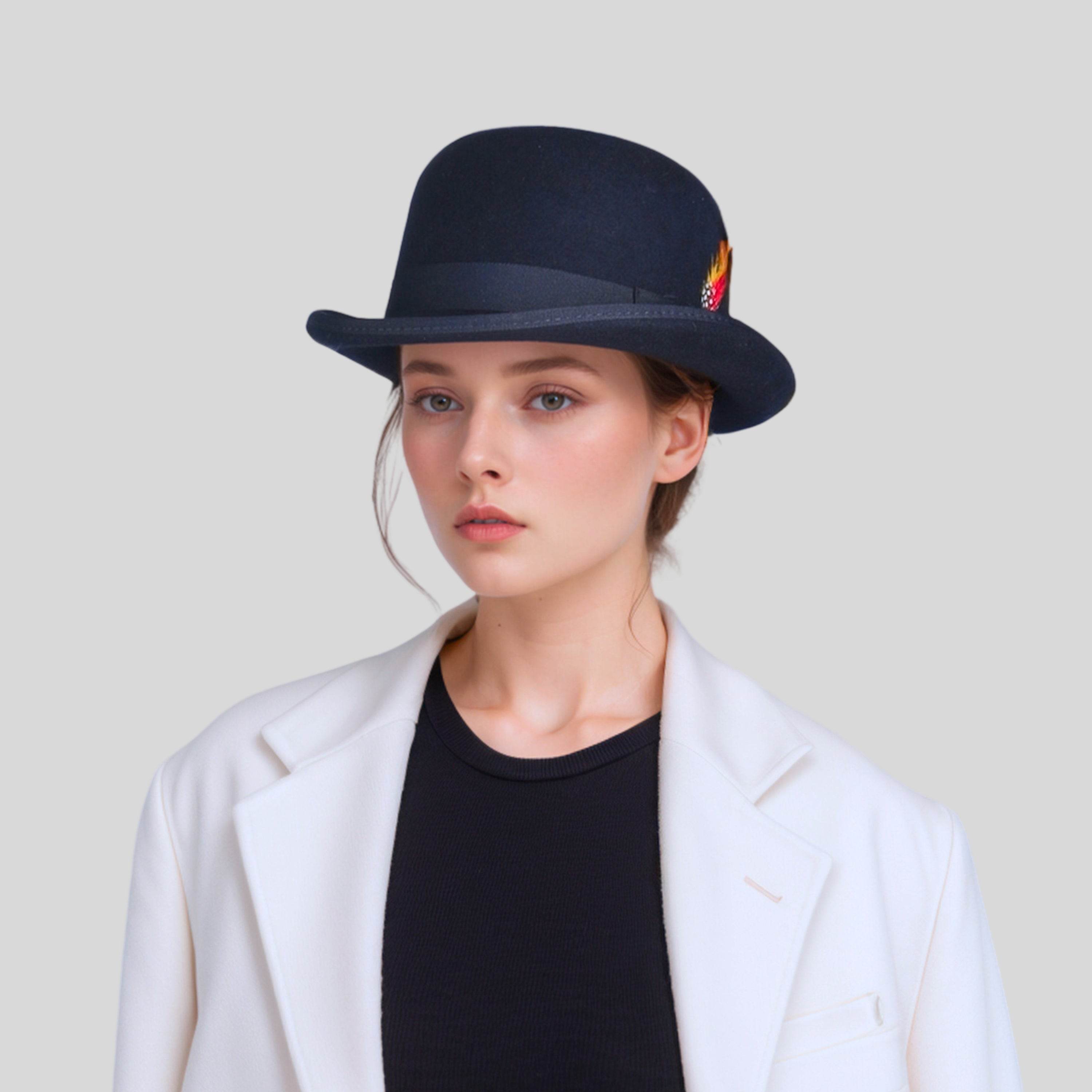 Stiff Wool Felt Bowler Hat - hatsXcaps