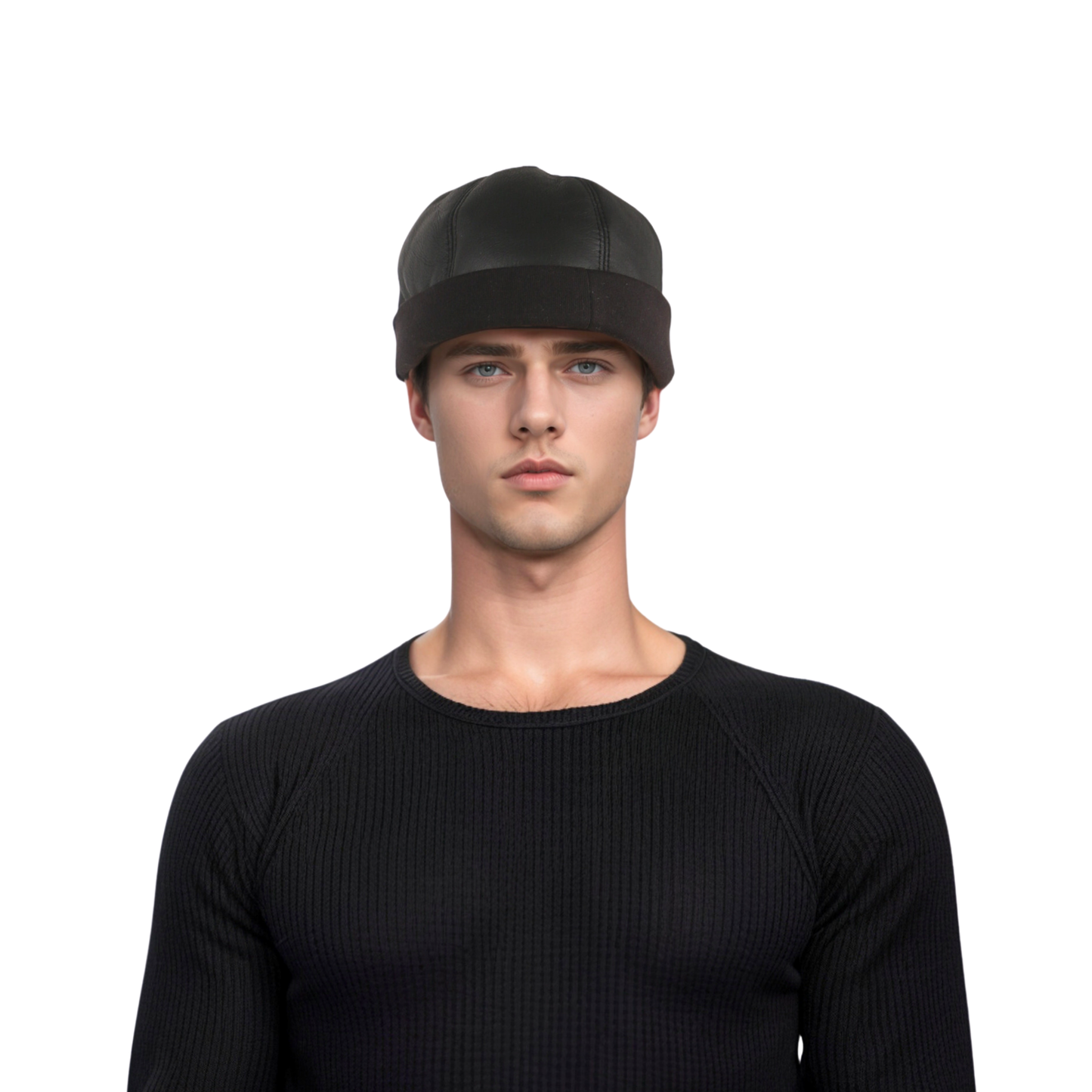 Adjustable Sailor Unisex Winter Leather Docker Brimless Hat - hatsXcaps