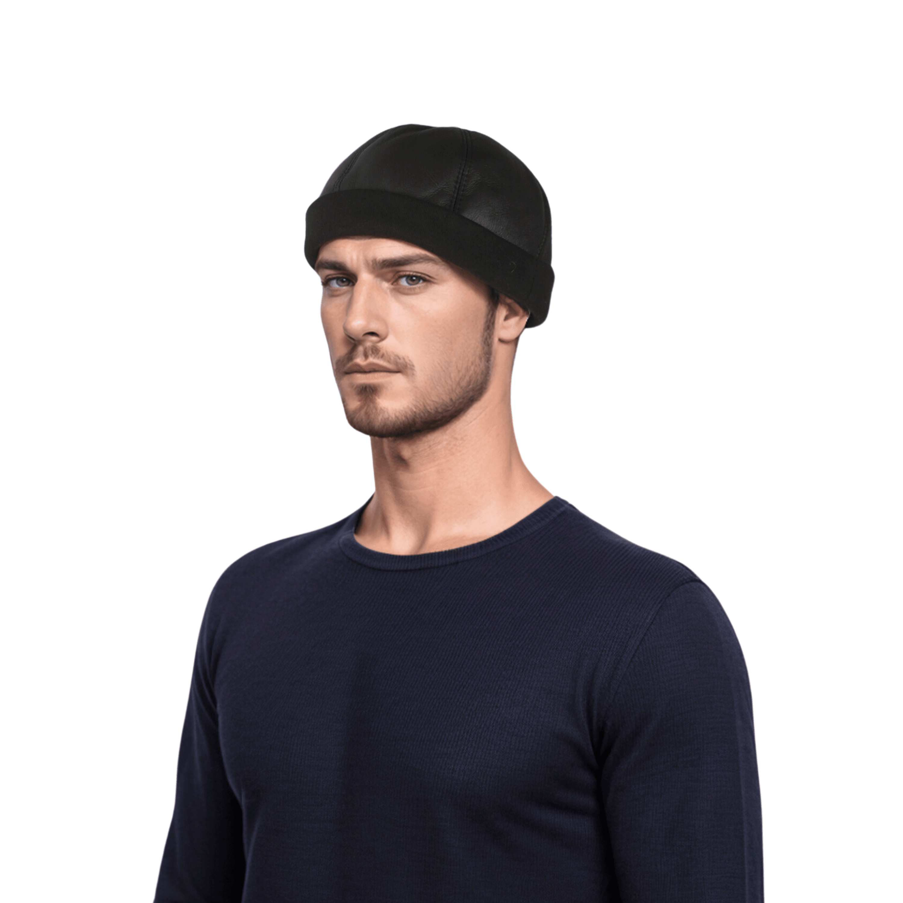 Sailor Unisex Winter Leather Docker Brimless Hat - hatsXcaps