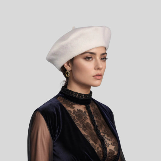 100% Wool Beret Women's Classic Solid Colour French Beret Hat - hatsXcaps