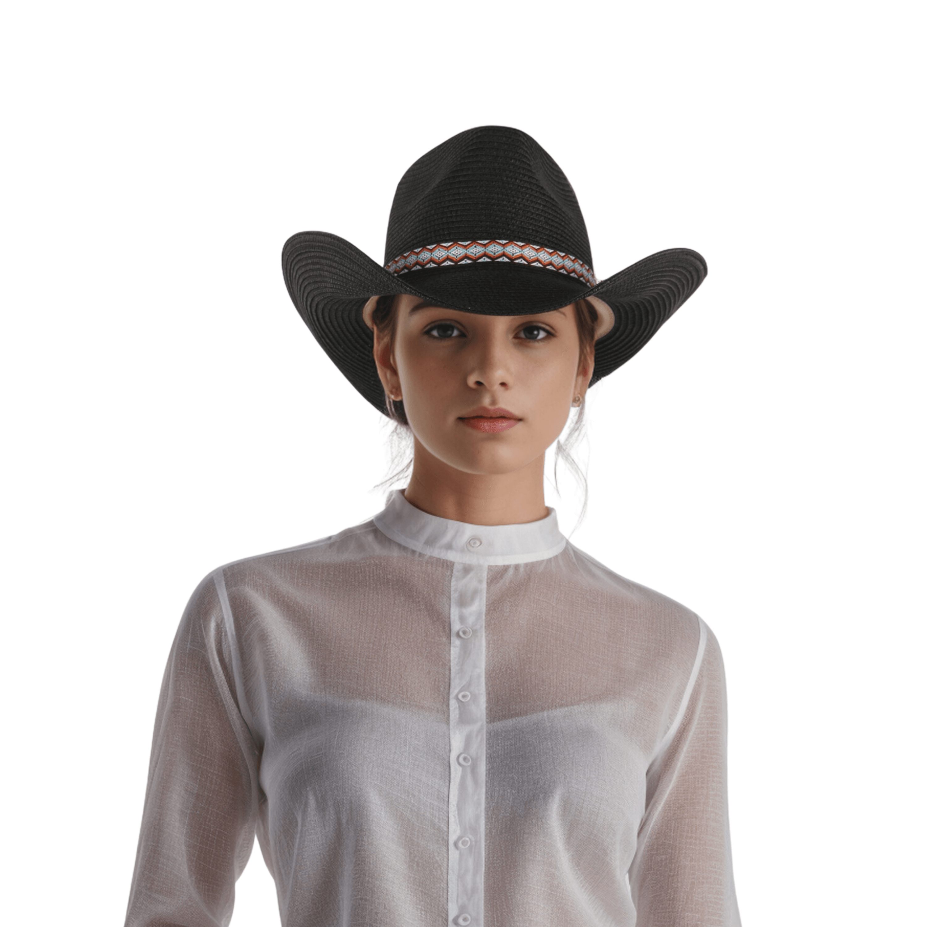 Men Women's Straw Cowboy Hat with Bohemian Ribbon - hatsXcaps