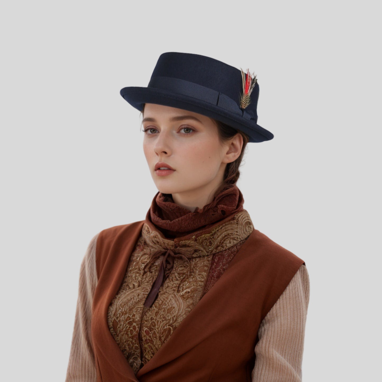 Unisex Wool Felt Pork Pie Hat Crush-able Water-Resistant - hatsXcaps