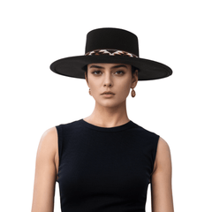 Men’s Vintage Classic Wide Brim Flat Top Hat with Adjustable Fit - hatsXcaps