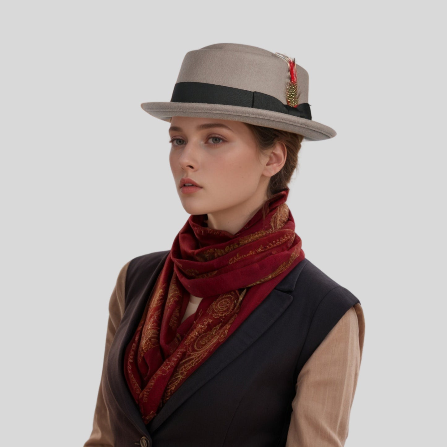Unisex Wool Felt Pork Pie Hat Crush-able Water-Resistant - hatsXcaps