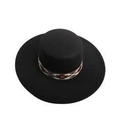 Men’s Vintage Classic Wide Brim Flat Top Hat with Adjustable Fit - hatsXcaps