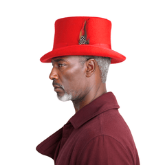 Wool felt Top Hats for Men Removable Feather High Crown - hatsXcaps