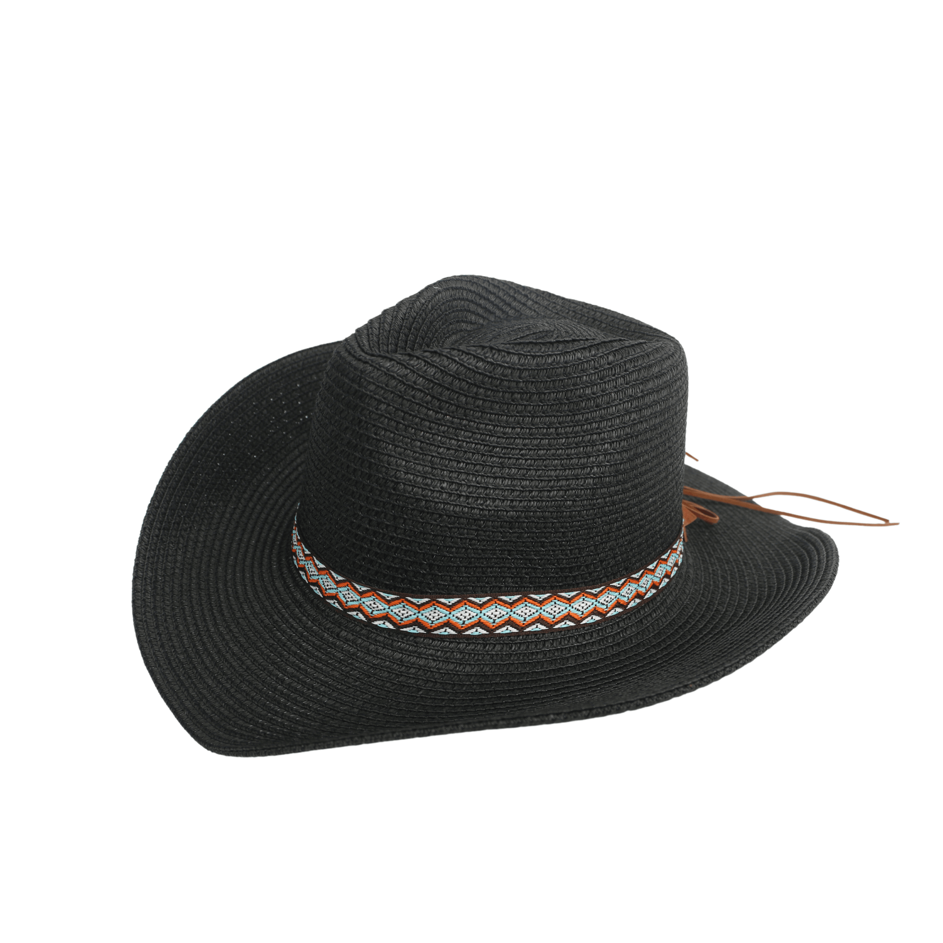 Men Women's Straw Cowboy Hat with Bohemian Ribbon - hatsXcaps